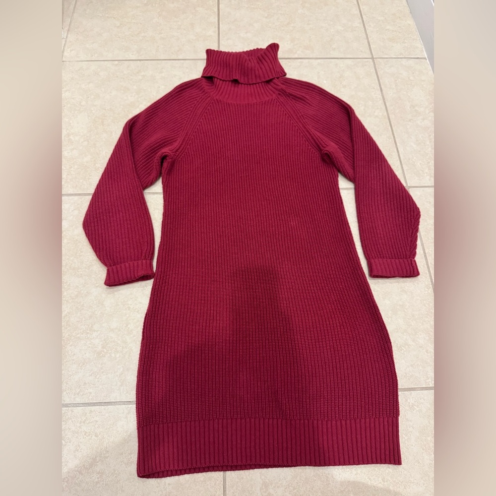 INC International Concepts Burgundy Turtleneck Sweater Dress